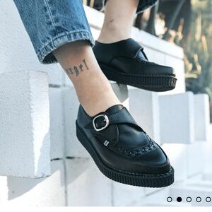 T.U.K Black Buckle Loafers